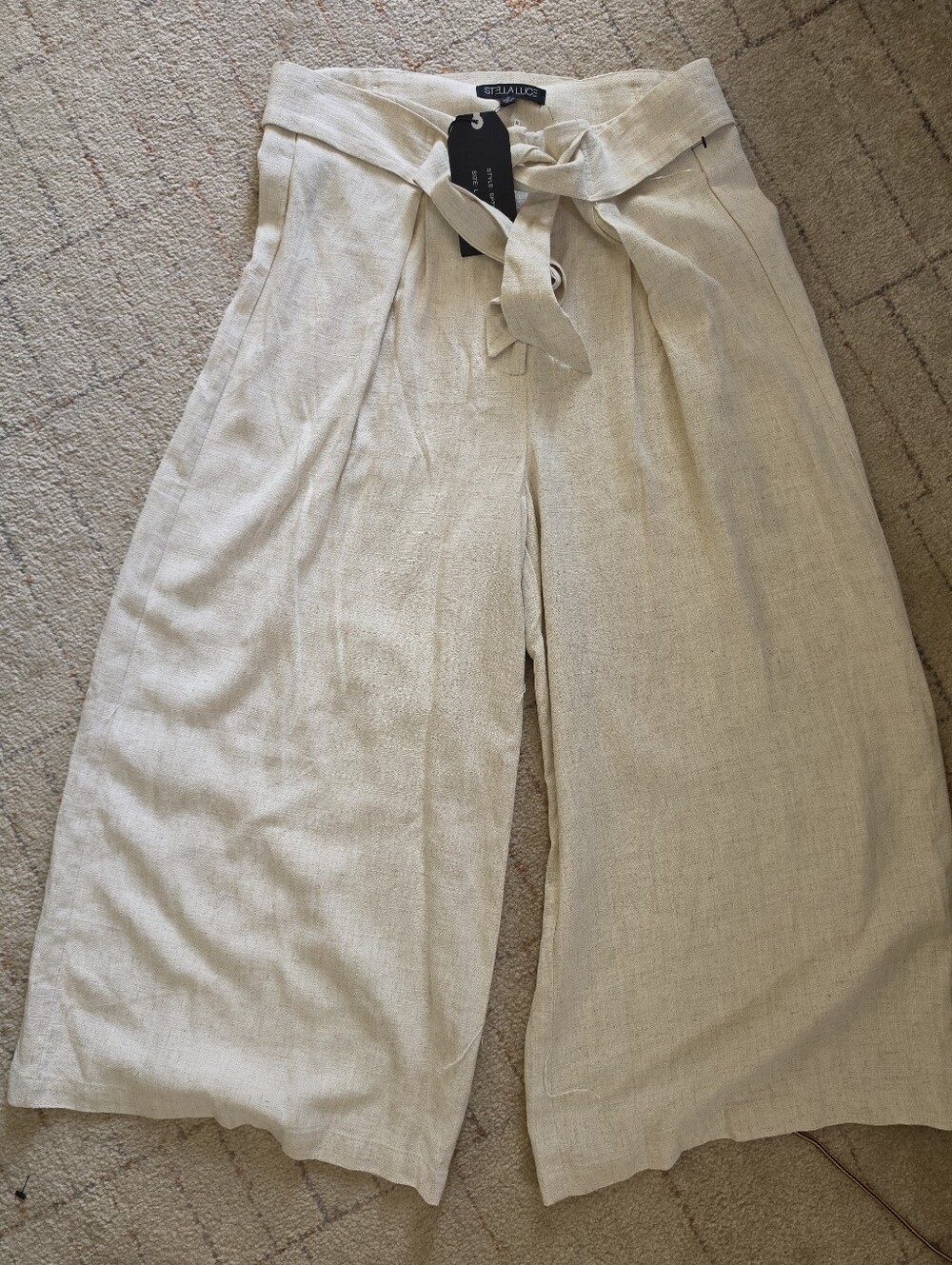 ✨ Stella Luce NWT Linen Blend Wide Leg Tie Waist Pants Size Large